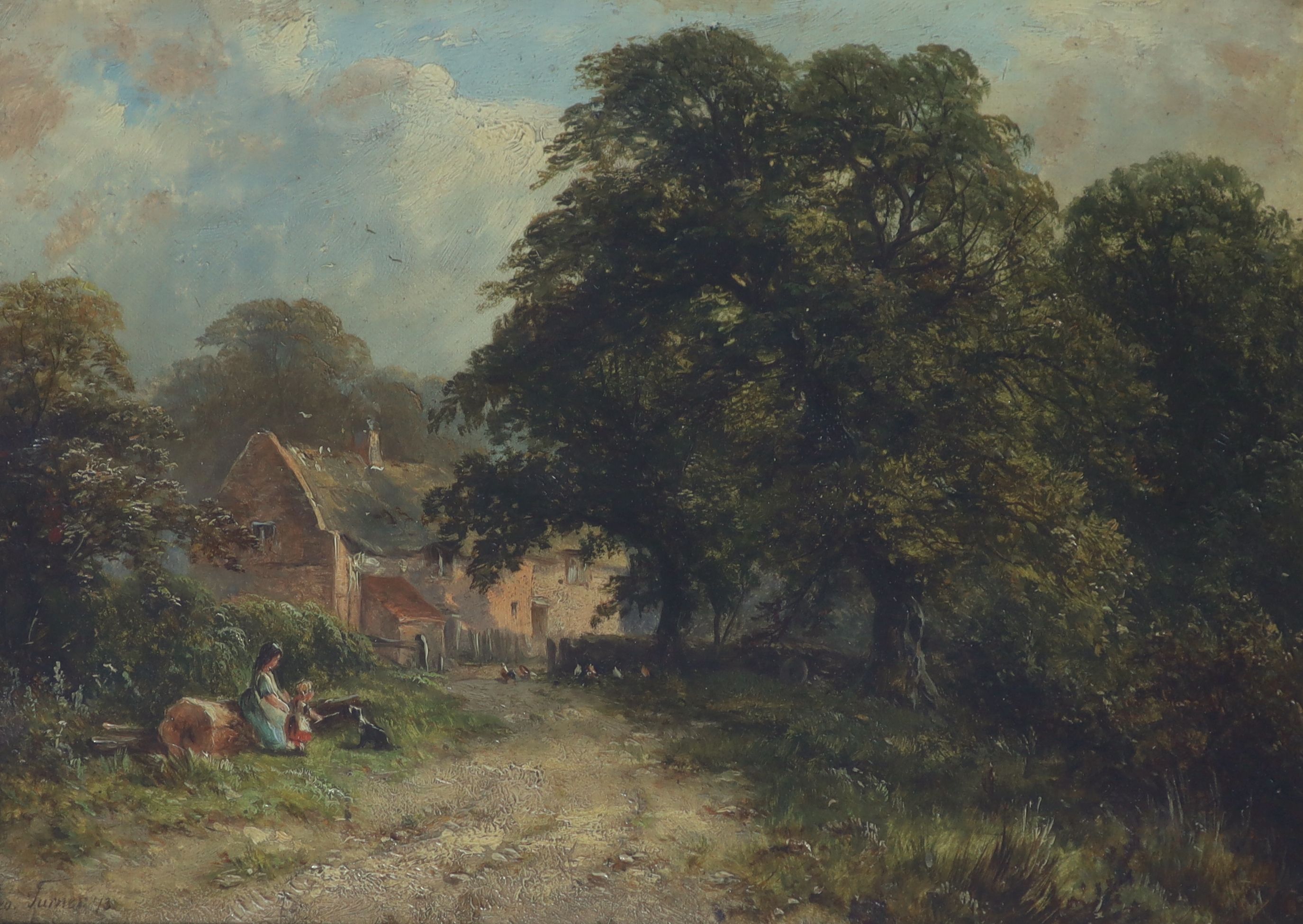 George Turner (1843-1910), A Cottage at Barrow on Trent, oil on canvas, 25 x35cm